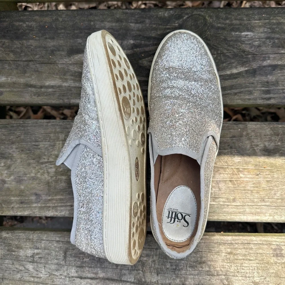 Sofft Somers‎ Silver Glitter Slip On Sneakers Low Top Sparkle Size 9 Fairycore